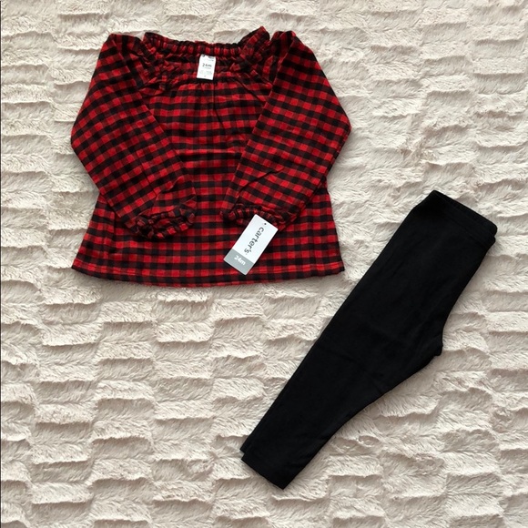 Carter's Other - NWT Buffalo Plaid Shirt and Leggings Set